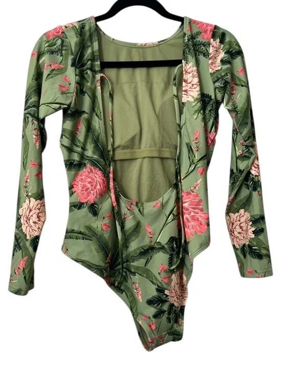 Aguabendita  X Target Peony Floral Print Long Sleeve One Piece Swimsuit Size M - Picture 4 of 12